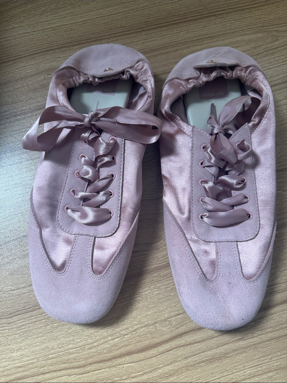Dolce Vita Satin Ribbon Lace-Up Women’s Ballet Sneakers - Dusty Pink